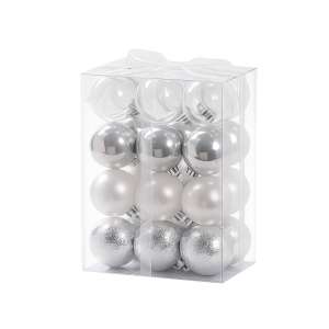 Set Ornamente Plastic De Craciun / Argintiu-alb - 24p.
