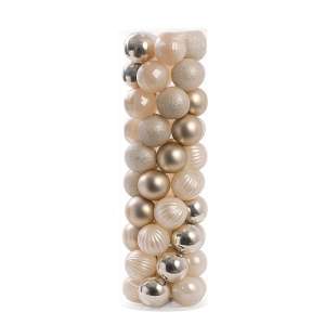 Set Ornamente Plastic De Craciun / Bej-deschis - 50p.