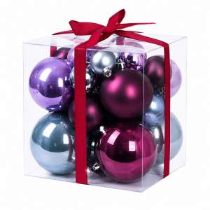 Set Ornamente Plastic De Craciun / Verde-mov - 22p.