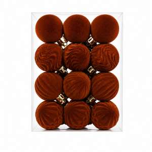 Set Ornamente Catifelate De Craciun / Cafeniu - 24p.