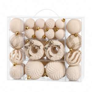 Set Ornamente Catifelate De Craciun / Crem - 46p.
