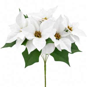 Crenguta Decorativa De Craciun - Floare Alba 42cm