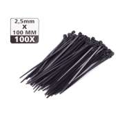 Set de 100 buc  - Coliere de Plastic, 100 mm x 2,5 mm,culoare negru,Hofftech,rezistente UV