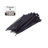 Set de 100 buc  Coliere de Plastic,  150 mm x 3,6 mm,culoare negru, Hofftech ,rezistente UV 