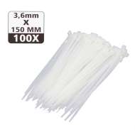 Set de 100 buc Coliere de Plastic, 150 mm x 3,6 mm,culoare alb,Hofftech , rezistente UV