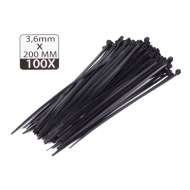 Set de 100 buc Coliere de Plastic 200 mm x 3,6 mm,culoare negru,Hofftech,rezistente UV 