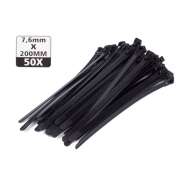 Set de 50 buc Coliere de Plastic,  200 mm x 7,6 mm culoare negru,Hofftech,rezistente UV 