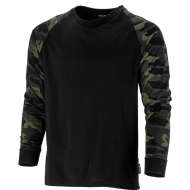 Tricou Bumbac Cu Maneca Lunga / Negru-camuflaj - Xl
