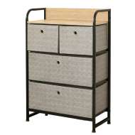 Comoda 4 Sertare Textile / 58x29x79cm - Gri/negru