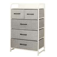 Comoda 5 Sertare Textile / 58x29x99cm - Gri/alb