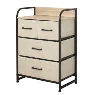 Comoda 4 Sertare Textile / 58x29x79cm - Bej/negru