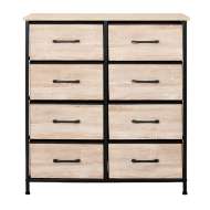 Comoda 8 Sertare Textile / 80x30x90cm - Lemn/negru