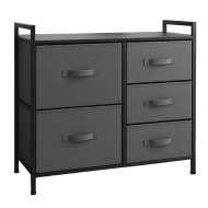 Comoda 5 Sertare Textile / 83x29x77cm - Antracit/negru