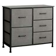 Comoda 5 Sertare Textile / 85x30x73cm - Antracit/negru