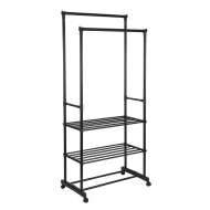 Suport Haine Dublu Cu Poli?e - 78.5x41.5x165cm / 15kg