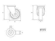 RoatĂ PivotantĂ 75x21x101mm, 20kg