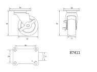 RoatĂ PivotantĂ Cu FrÂnĂ,polipropilenĂ, 40mm